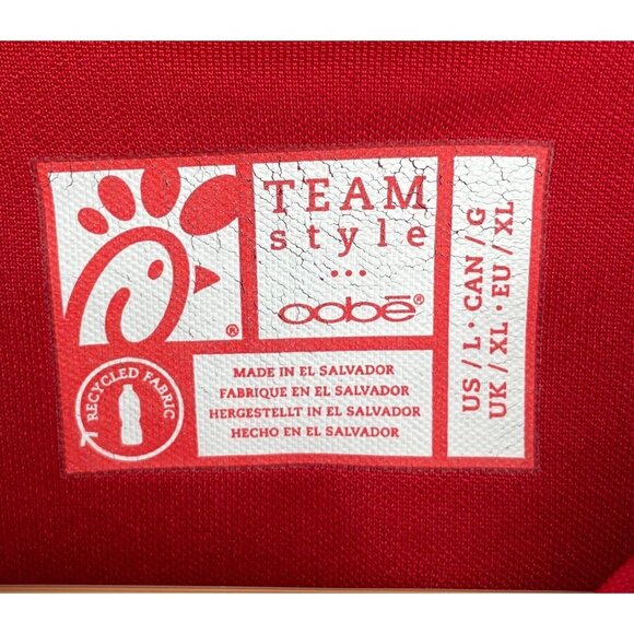 Chick-Fil-A Oobe Team Style Uniform Employee Large Short Sleeve Red Polo Shirt - Picture 4 of 4
